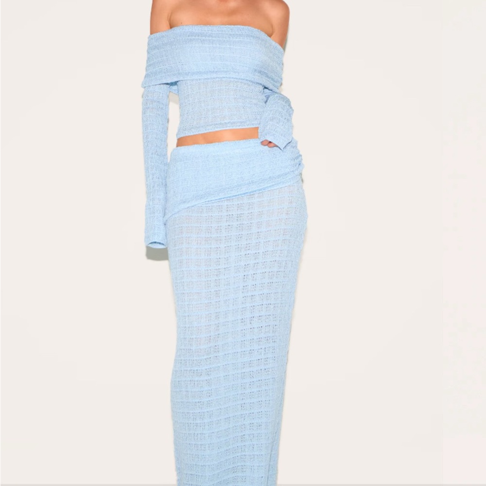 PrettyLittleThing Light Blue Maxi Skirt and Top Set